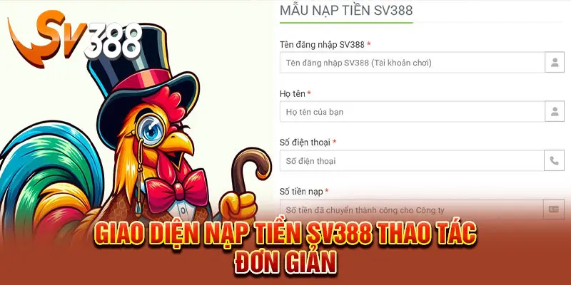 Thao tác nạp tiền SV388 đơn giản